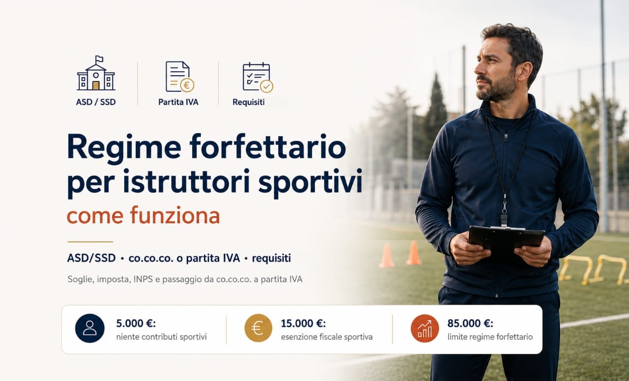 Regime forfettario per istruttori sportivi: ASD/SSD, co.co.co. e partita IVA